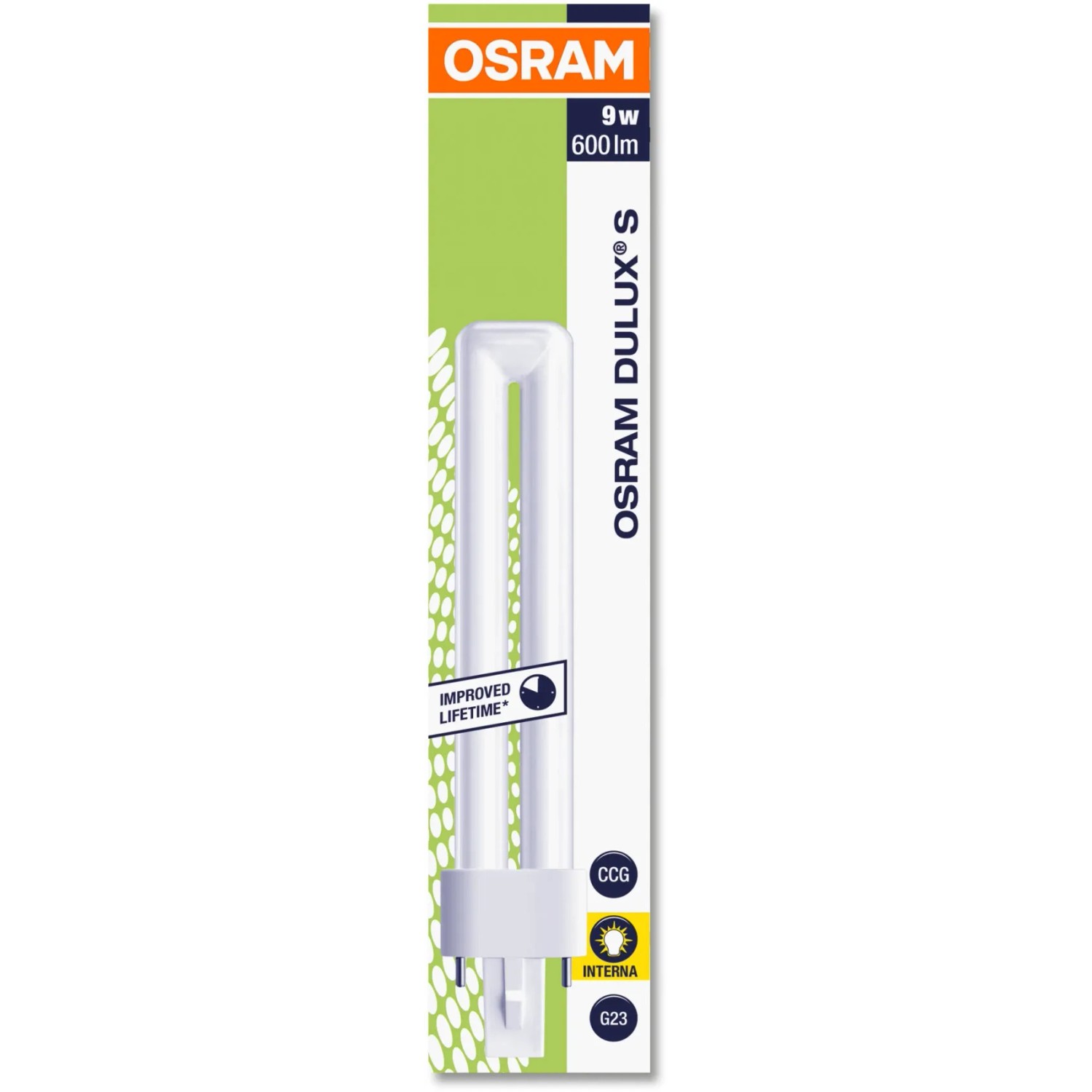 Osram Energiesparlampe G23, 9W, warmweiß, 600lm. Kompakte Bauform, ideal für den Innenbereich.