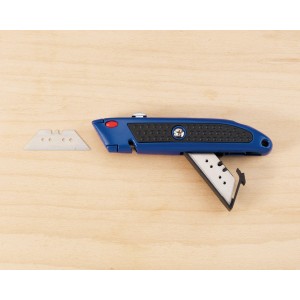 Blaues LUX Universalmesser Classic mit Trapezklingen zum Basteln.