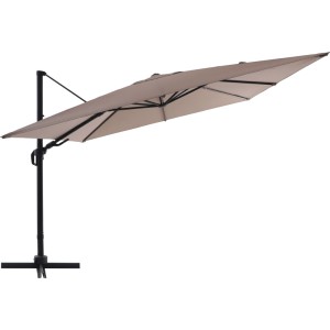 Beiger Ampelschirm Bonbeach, 299 cm, mit Kurbel und Neigungsfunktion für Garten oder Balkon.