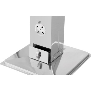 Detailaufnahme: tepro Holzkohle Säulengrill Vista aus Edelstahl mit Lüftungsschieber und Aschefangschale.