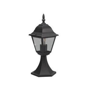 Schwarze, matte Trio LED Sockelleuchte Livenza, 17x39,5x17 cm, für den Außenbereich.
