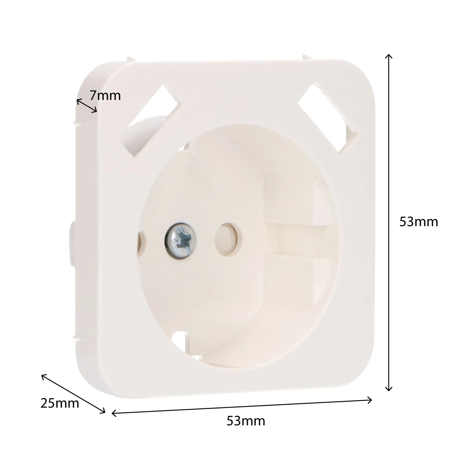 ProCharge Steckdoseneinsatz Reflex SI, weiß, mit Maßen 53x53mm.