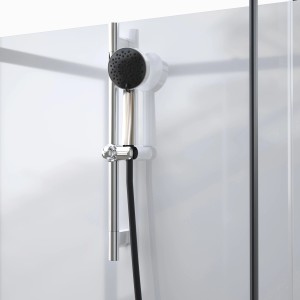 Detailaufnahme: Aurlane Komplettdusche Black Magic mit Handbrause und verstellbarer Halterung.