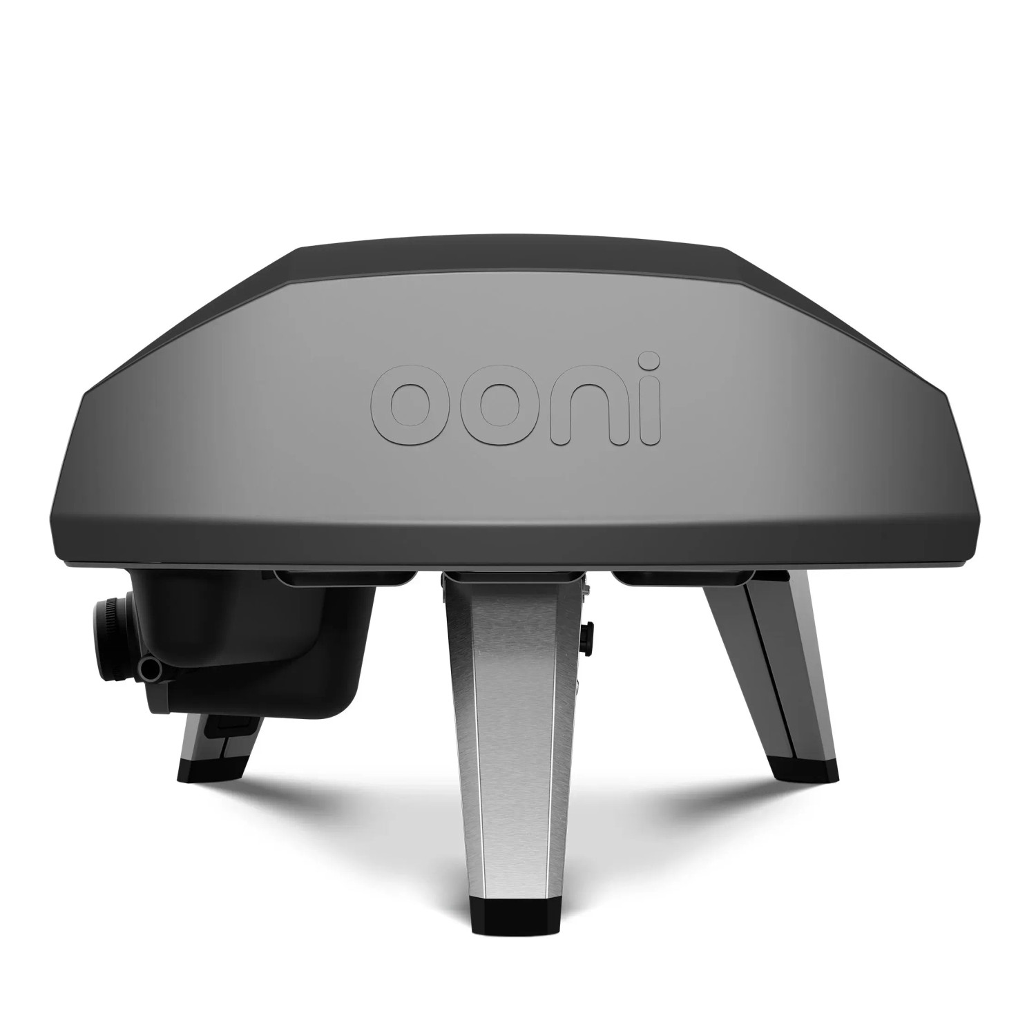 Ooni Koda 2 Gas-Pizzaofen (2. Generation) in Schwarzgrau, Frontansicht.