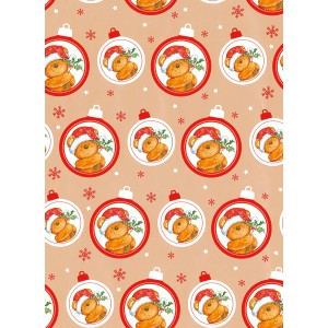 Geschenkpapier Weihnachten mit Teddy in Christbaumkugel Design, 10m Rolle.