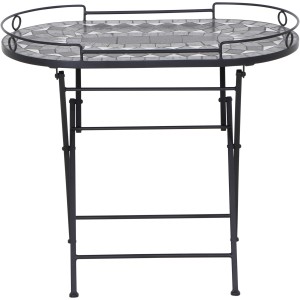 Rechteckiger, grauer Siena Garden Gartentisch Como, 67,5x41 cm, mit Mosaikmuster.