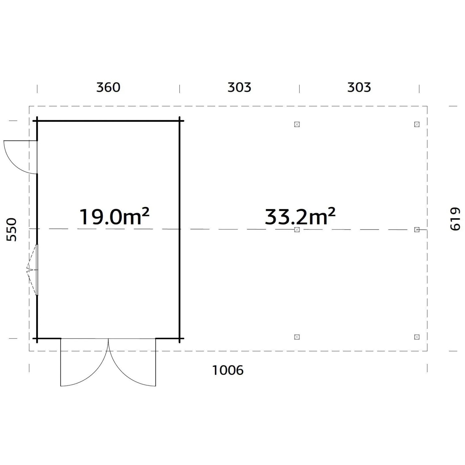 Palmako Garage Roger mit Holztor 956 x 550 cm Lackiert Dunkelgrau-Weiß FSC®_5