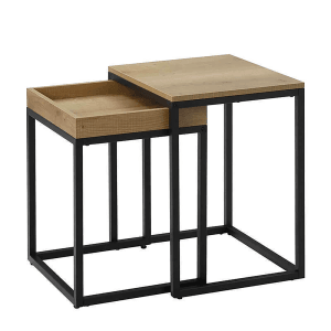 Songmics Nachttisch-Set im Industrie-Design, 2-teilig, braun-schwarz.