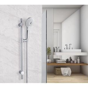 Aurlane Handbrause-Set Silver Paradise Chrom mit Duschstange und Brauseschlauch.