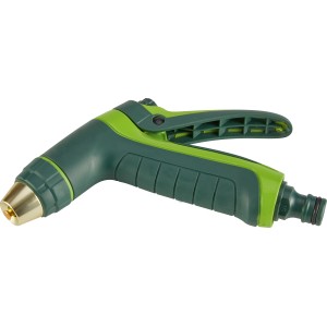 Grüne Reinigungsspritze mit zwei Strahlvarianten für die Gartenreinigung.