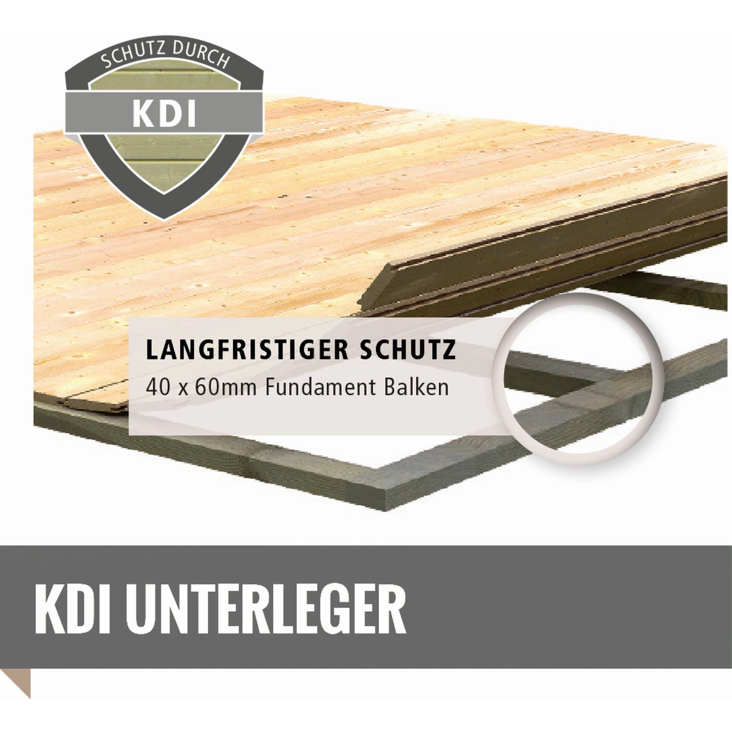 KDI Unterleger für Karibu Gartenhaus, Fundamentbalken 40x60mm für langfristigen Schutz.