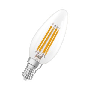 Osram LED-Leuchtmittel E14 Kerzenform, 3,4W, klar. Filament-Technologie für dekorative Beleuchtung.