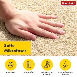 Floordirekt Badematte Nasa Waschbar Verstärkte Kanten Beige 50 x 80 cm