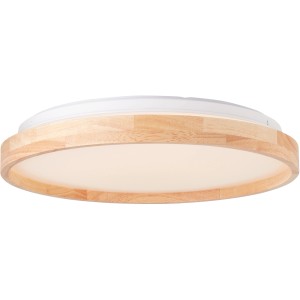 Runde LED-Deckenleuchte Alson (39 cm) in Holz-Weiß. FSC®-zertifiziertes Holz.