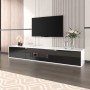 okwish TV Schrank mit LED Licht Holzoptik Glasböden 180x35x30cm Schwarz_4