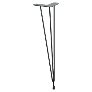 Schwarzes Wagner Designfuß Hairpin Leg Retro Möbelbein aus Stahl, 40 cm hoch.