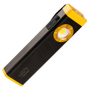 LED's Work Akku-Taschenlampe, 500lm, dimmbar, schwarz/gelb. Kompakte Arbeitsleuchte für OBI.