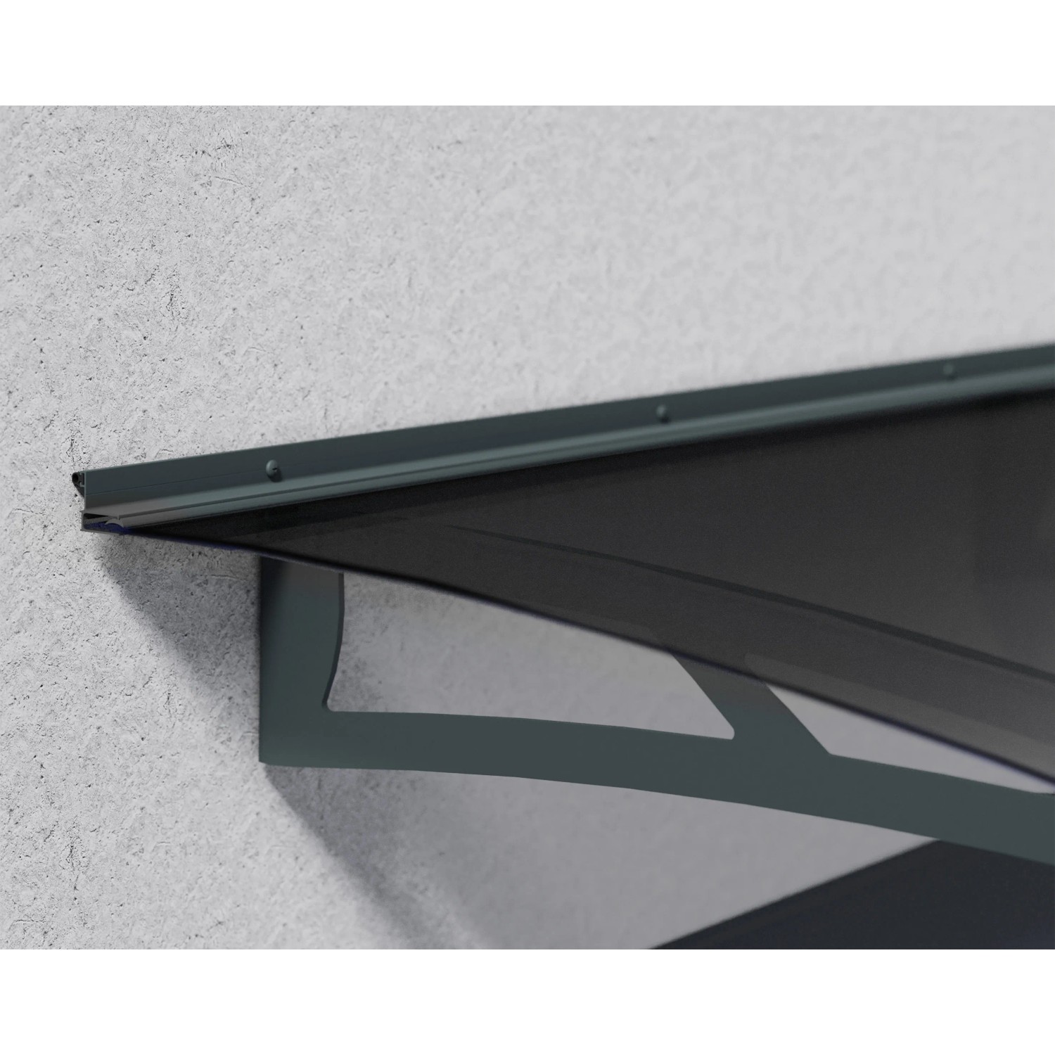 Graues Palram Canopia Vordach Aquila, eine stilvolle und schützende Ergänzung für jeden Hauseingang.