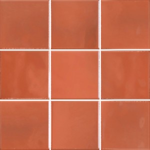 Mosaikfliese Materia Steingut Terra, glänzend, 30x30 cm, Terrakottafarben.