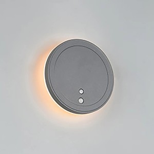 Runde Reality LED-Außenwandleuchte Fortaleza in Anthrazit mit Akku und Bewegungsmelder.
