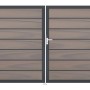 GroJa Grande Steckzaun Tor Premium, DIN links, Bi-Color. Gartentor mit Aluminiumrahmen und Holzoptik.