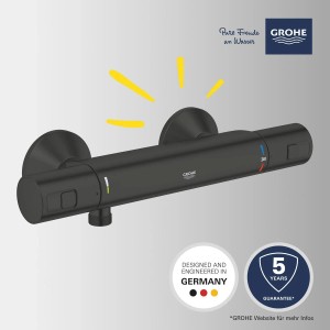 Grohe QuickFix Thermostat-Brausebatterie Precision Start in Schwarz für die Dusche.