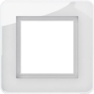 Weißer Glasrahmen Leonie, 1-fach, Unterputz, 84x84 mm für Schalter und Steckdosen.