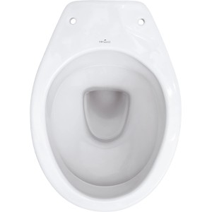 Weißes Mito Stand-WC Tiefspüler mit Euro-Abgang, ohne WC-Sitz, von oben.