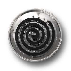 Gardigo Citronella Räucher-Set: Schwarze Räucherspirale in runder, silberner Metallbox mit Lochboden für Outdoor.