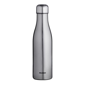 Kelomat Trinkflasche aus Edelstahl, gebürstet, 0,5 l, silberfarben.