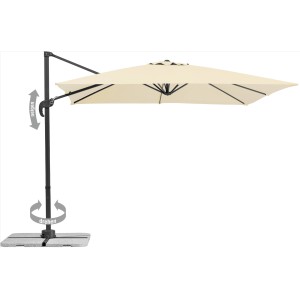Schneider Ampelschirm Rhodos Junior, 270x270 cm, Natur, mit Kurbel und Neigungsfunktion.