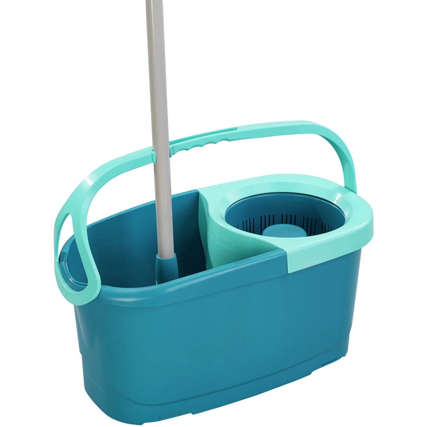 Leifheit Clean Twist Disc Mop Ergo Set: Eimer mit Schleudersieb und Wischmopp mit Stiel.