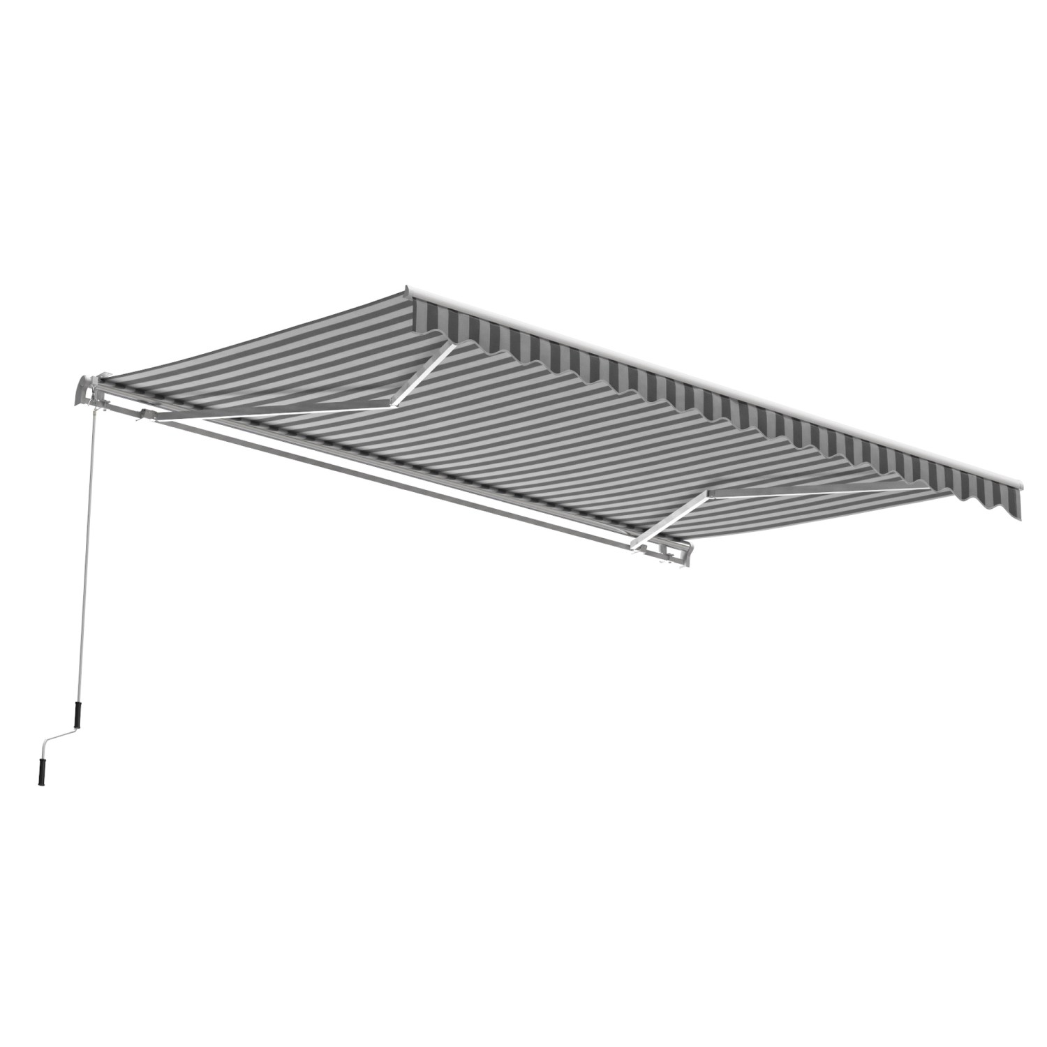 Gelenkarmmarkise Aventura, 4x2,5m, grau-weiß gestreift, mit Kurbel für Terrasse und Balkon.