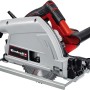 Einhell Tauchsäge TE-PS 165: Handkreissäge in Silber/Rot mit Metallsägeblatt und schwarzem Griff.