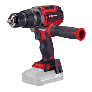 Einhell Akku-Schlagbohrschrauber TP-CD 18/70 Li-i BL Solo, rot/schwarz, mit Zusatzhandgriff und Schnellspannbohrfutter.