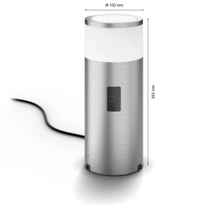 Philips Hue Calla Sockelleuchte, Erweiterung für den Garten, Edelstahlgehäuse.