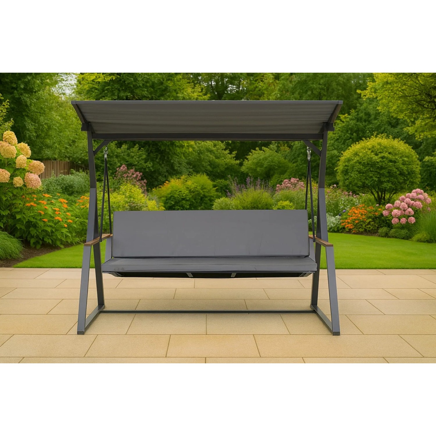 Graues Kissen-Set für Hollywoodschaukel, 120x60x50x7cm, für 2-Sitzer Gartenschaukel.