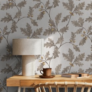 Moderne Vliestapete Nussbaum Floral Braun von Marburg, florales Muster.
