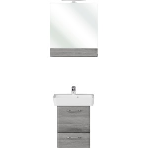Pelipal Badmöbel-Set Quickset 328 Graphit, 50 cm, 2-teilig mit Waschtisch, Unterschrank und Spiegel.