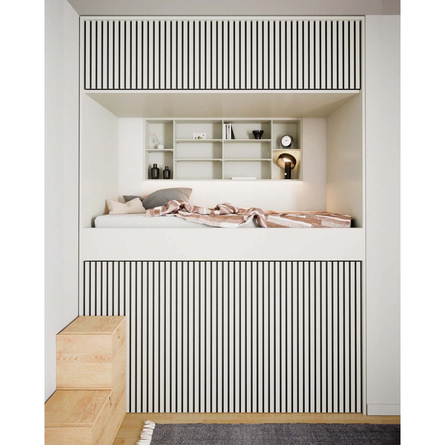 Akustikpaneel Linoleum Vapour Schwarz, MDF mit Filz, 60x240cm, an Wand und Decke