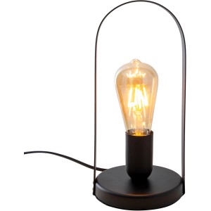 Schwarze Näve Tischleuchte Faro aus Metall, 28,5 cm hoch, mit Filament Leuchtmittel.