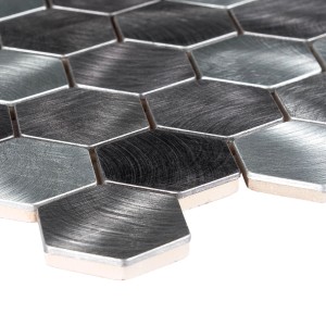Mosaikfliese Aluminium Silver Hexagon, 30x30 cm, für Innenräume.
