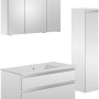 Schöner Wohnen Badmöbel-Set Stockholm, 6-teilig, 130 cm, Weiß Hochglanz, mit Spiegelschrank und Waschbeckenunterschrank.