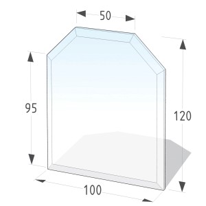Lienbacher Funkenschutzplatte, 6-Eck Glasbodenplatte mit Maßangaben, Zubehör für Kamine & Öfen.