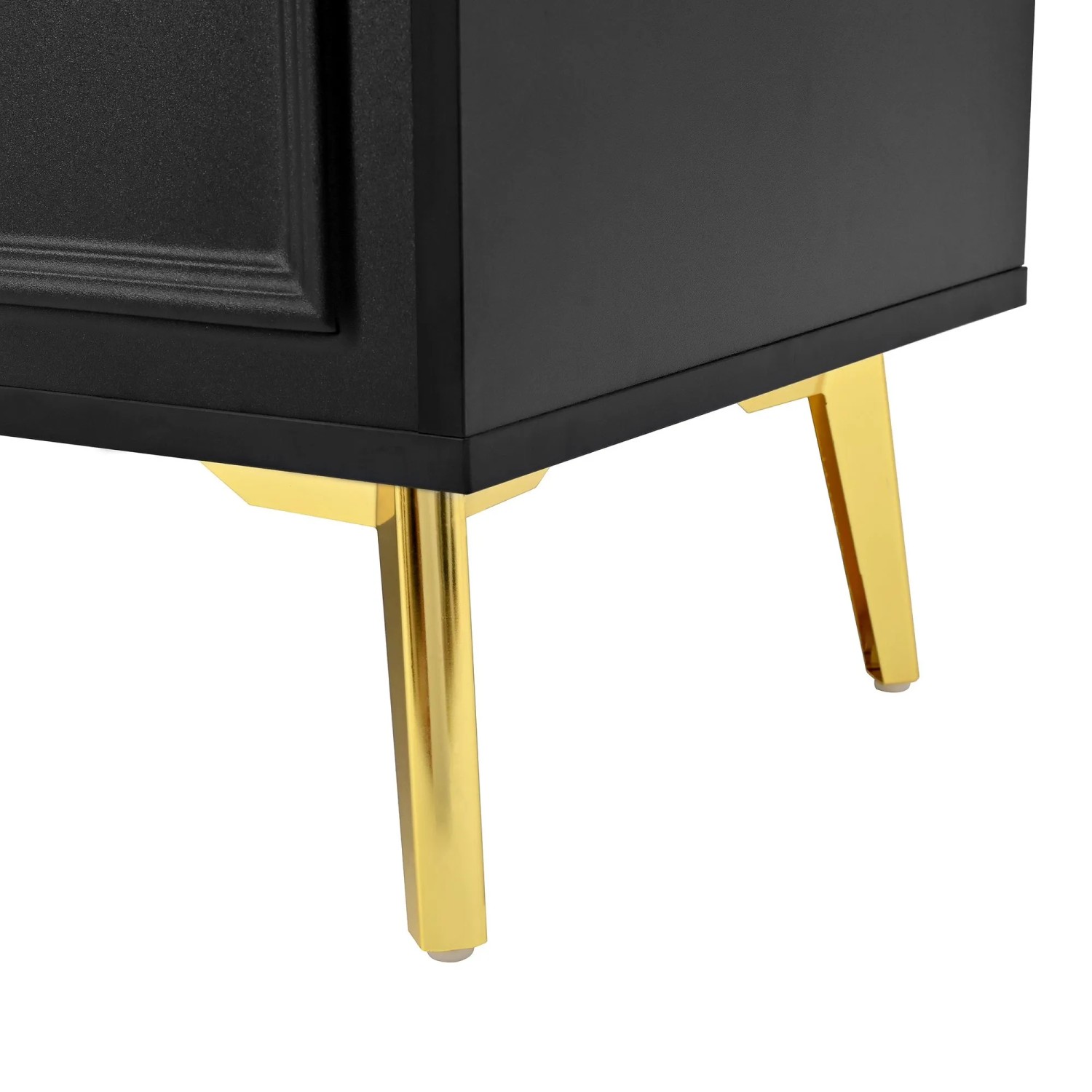 okwish Sideboard mit 4 Türen 4 Schubladen Goldgriffen Wohnzimmer Esszimmer 140x38x82cm Schwarz_10