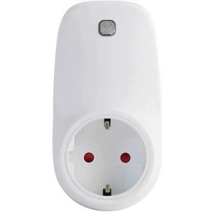 Weißes WiFi Steckdosenthermostat zur Steuerung von Elektroheizungen.