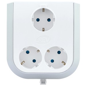 Weiße MultiPower Steckdosenerweiterung mit 3 Schuko-Steckplätzen für die Wandmontage.