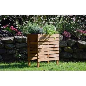 Dobar Hochbeet, 71 cm, Bernstein, aus Holz, bepflanzt mit Kräutern, für Garten und Balkon.