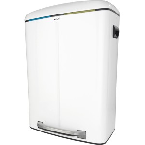 Weißer Wenko Tret-Mülleimer Primo mit 2 Fächern zur Mülltrennung (2x20L).