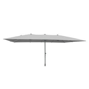Leco Marktschirm, 270x460 cm, lichtgrau, mit Kurbel. Rechteckiger Sonnenschirm für Garten und Terrasse.